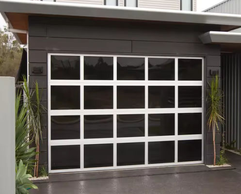 Afdelings aluminium garagedeur met dubbele beglazing 9x8 9x7 16x7 Moderne afdelings overhead Full View Aluminium gehard