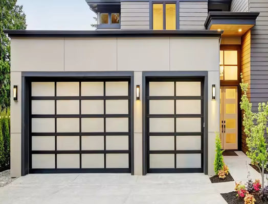 Afdelings aluminium garagedeur met dubbele beglazing 9x8 9x7 16x7 Moderne afdelings overhead Full View Aluminium gehard