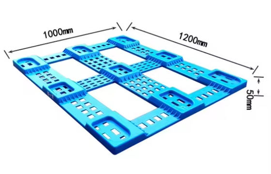 Herbruikbare zware industriële grote 4-weg HDPE-pallet met warm stempelen en zijdedruk logo met dubbele gezichten