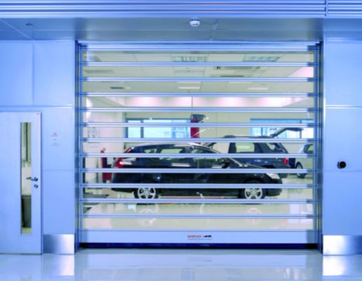 Op maat gemaakte doorzichtige aluminium hoge snelheidspiraaldeur Veiligheidsefficiëntie Windweerstand ≤2,0KN/m2