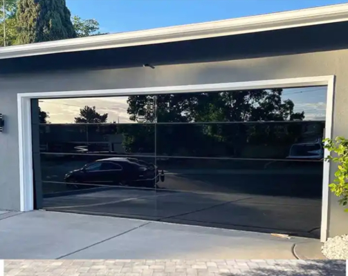 Automatische sectie op maat gemaakte aluminium frameloze aluminiumlegering glazen hoge veiligheid waterdichtheid klasse 3 transparante garagedeur glazen sectie garagedeur