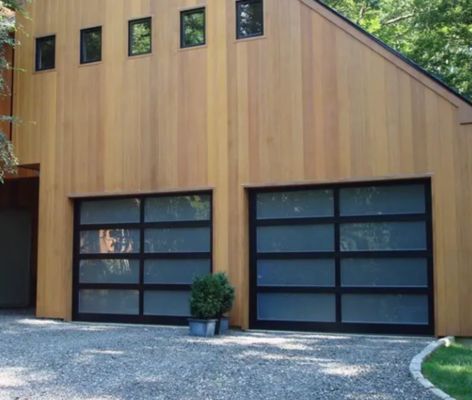 Modern Durable Customized Size Automatic Powder Coating Sectional Garage Door with Aluminum Alloy and Transparent Glass