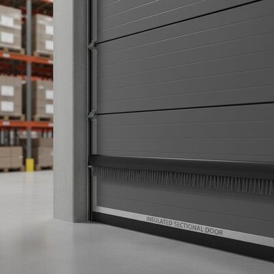 Vinyl Or Brush Weatherstripping Insulated Sectional Doors Offering Panel Thickness Between 40mm And 60mm With Flat Or Contoured Panel Design For Warehouse