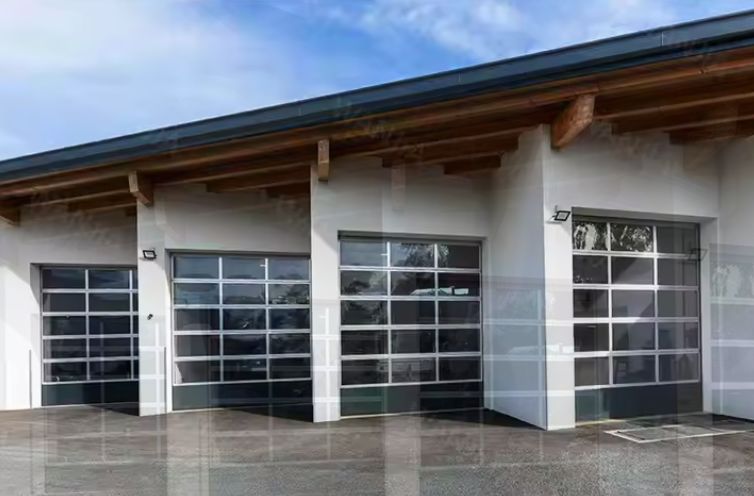 Modern Design Stijl Waterdichtheid Automatisch Zwart Aluminium Mat Transparant Glas Sektionale Garagedeur met Sektionale Ontwerp